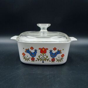 Corning Ware Country Festival A-1.5 B 1.5 Qt Casserole Pyrex A7C Lid Friendship